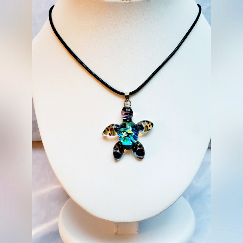Aqua Blue Turtle Necklace